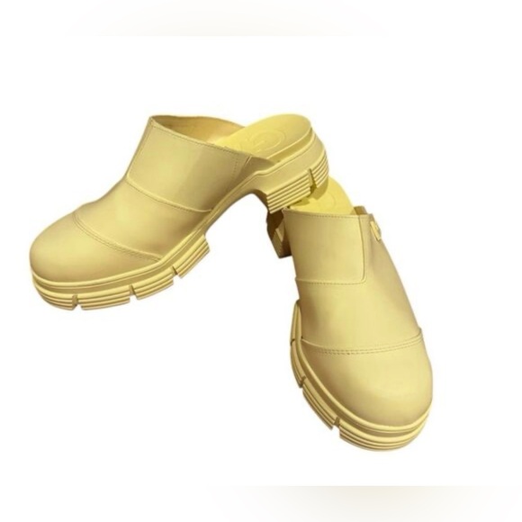 Ganni Unisex Platform Mule Clogs Pale Banana New with Dust Bag - Picture 3 of 11